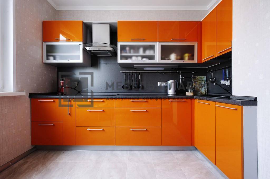 Кухня Оранжево Серая