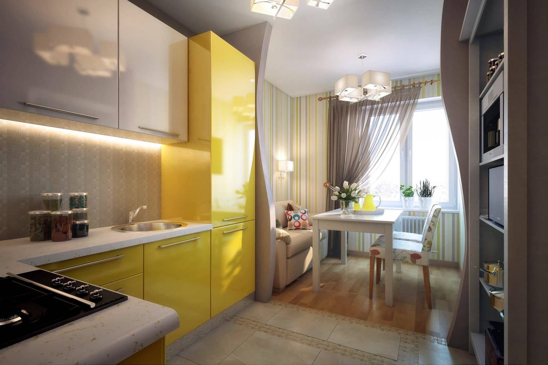 Дизайн кухни 12 кв. метров: 90 фото интерьеров с гостиной и диваном