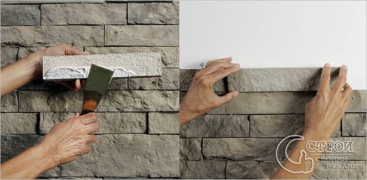Как клеить декоративный камень из гипса на стены
