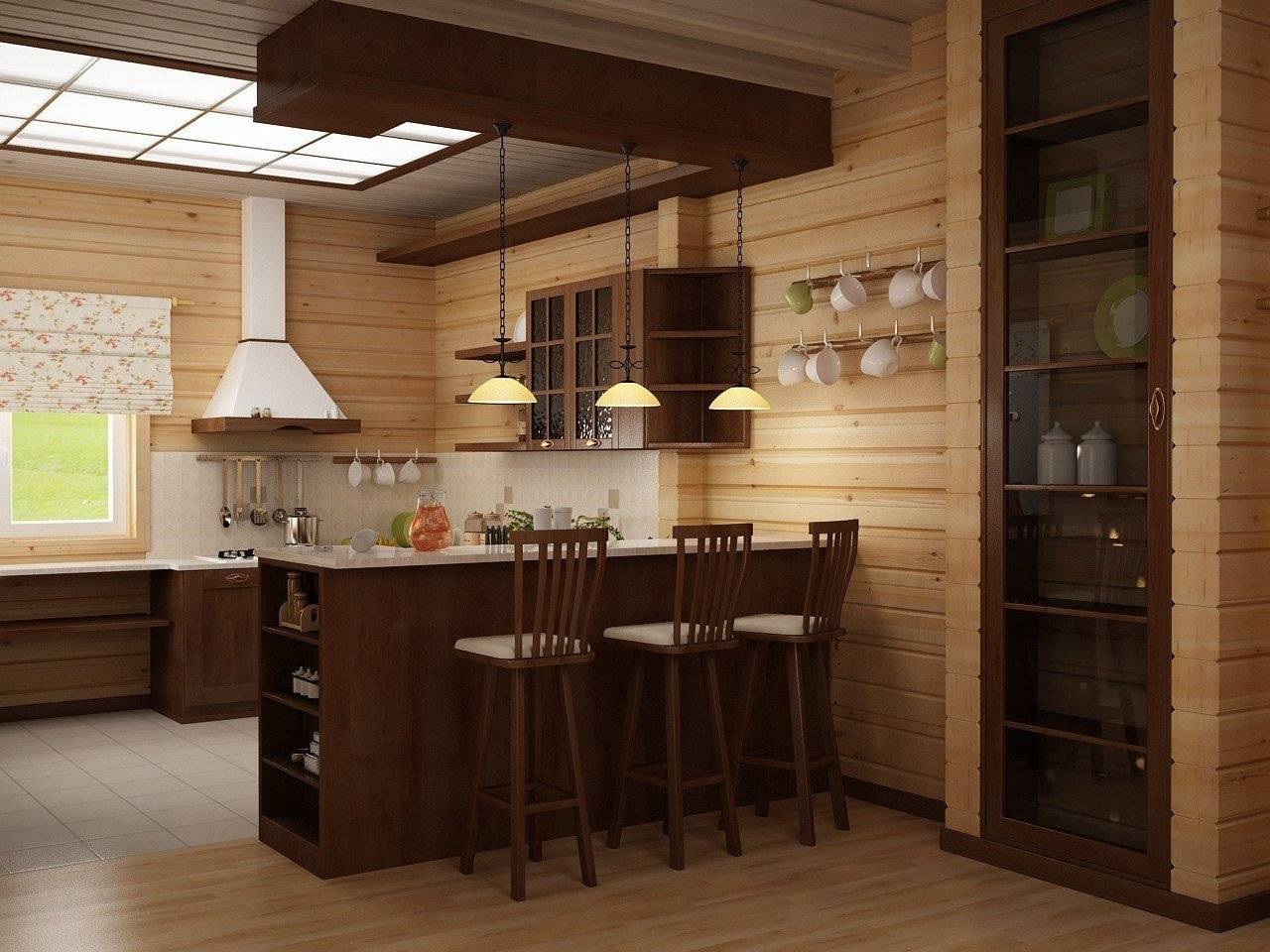 Кухня в деревянном доме: варианты зонирования и фото уютных дизайнерских решений