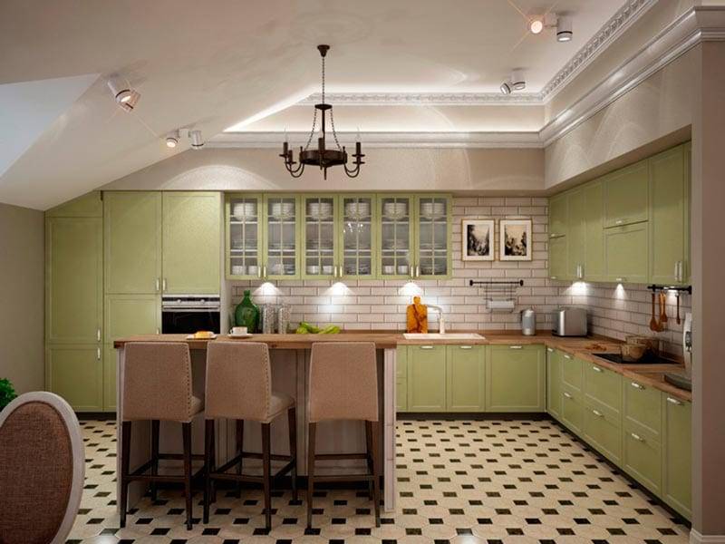 Оливковая кухня: подходящие стили, цветовые сочетания, фото в интерьере