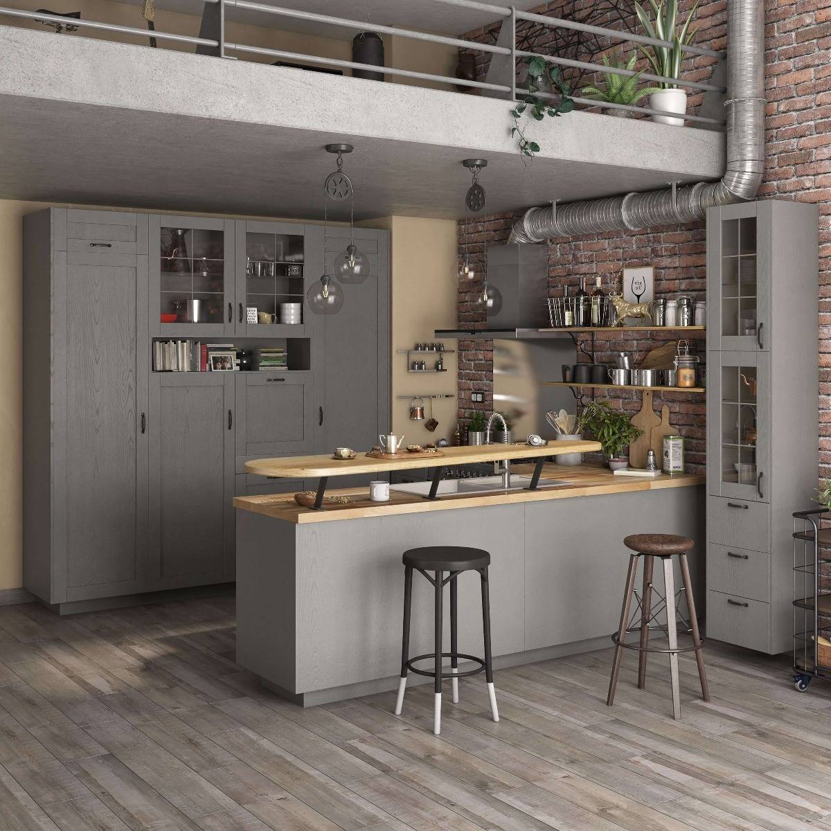 Дизайн интерьера кухни в стиле лофт в 2021 году
