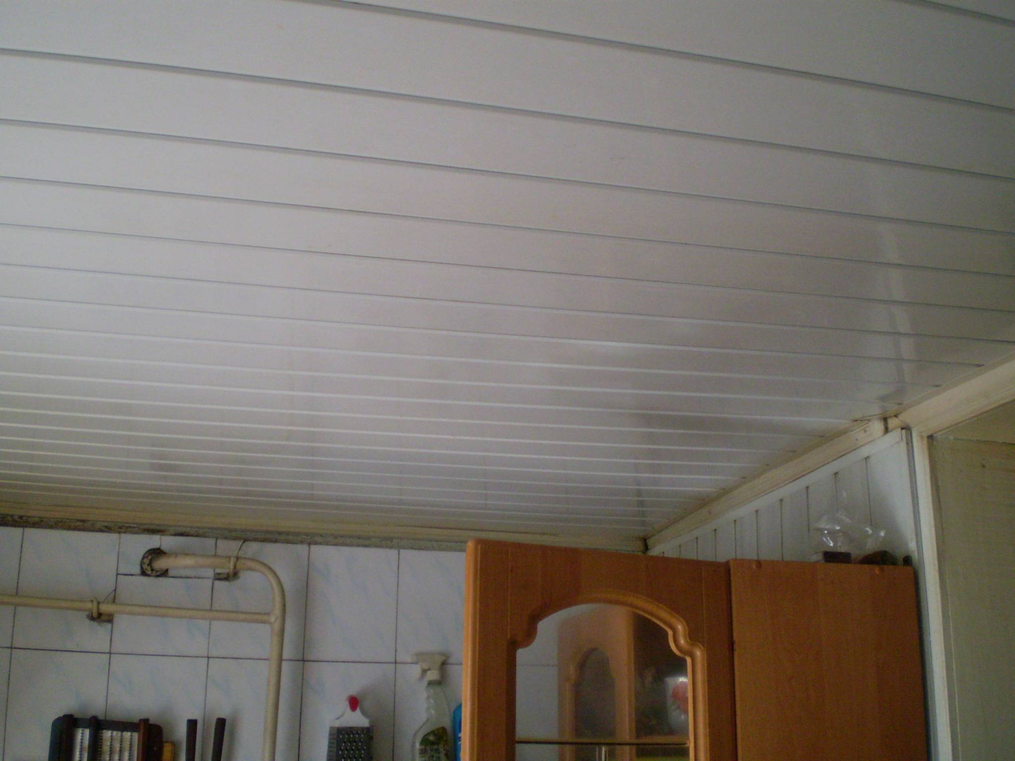 Потолок из пластика на кухне фото