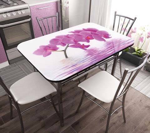 Отзывы о стеклянных кухонных столах: стол с рисунком из клееного стекла для кухни