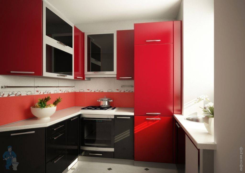 Красно-черная кухня: фото дизайна кухонного гарнитура в красно-черном цвете