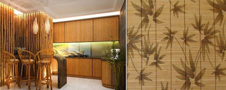 Интерьер кухни: обои бамбуковые в оформлении современного стиля