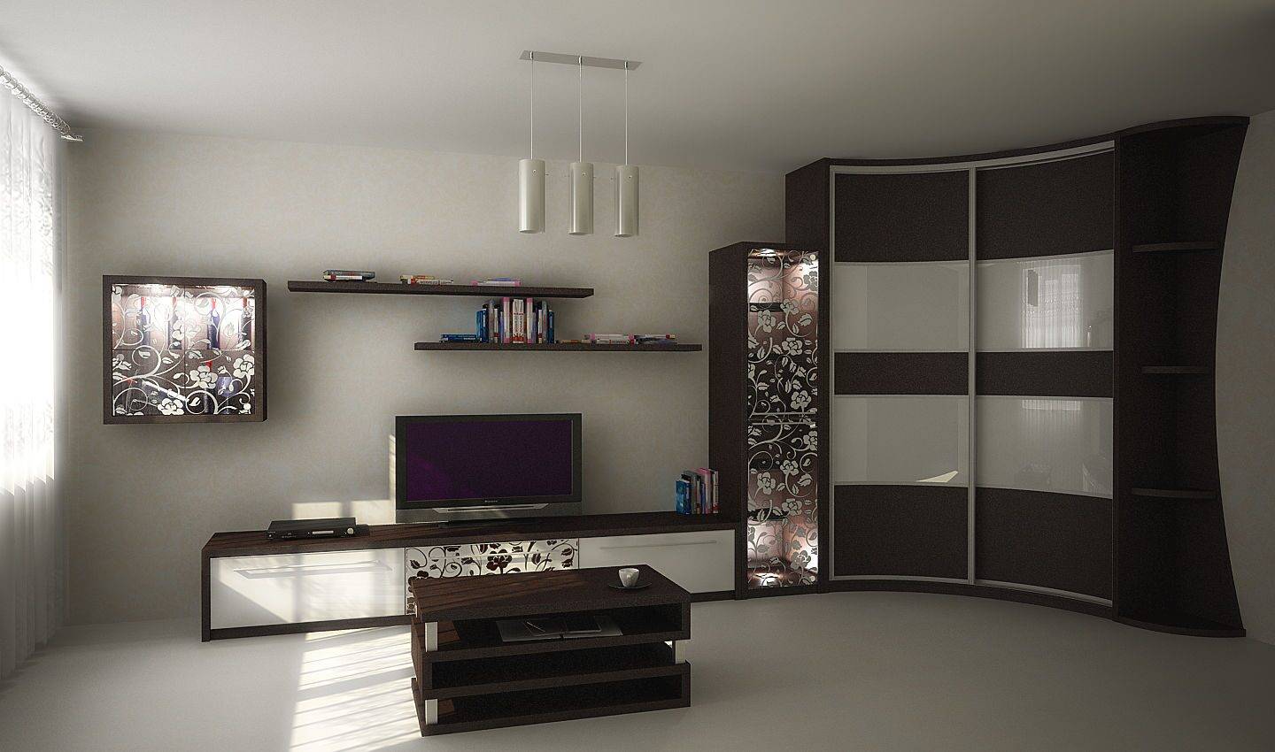 Гостинные шкафы в современном стиле: дизайн шкафа купе в зал на всю стену
 - 39 фото