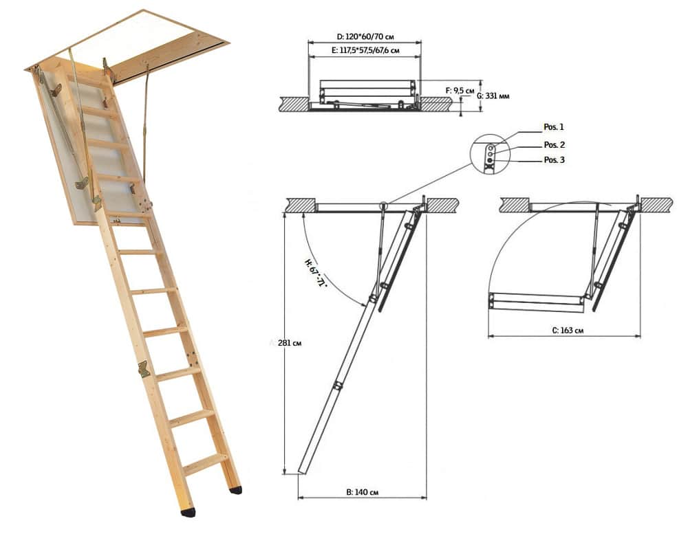 Лестница складная на чердак: варианты конструкций
