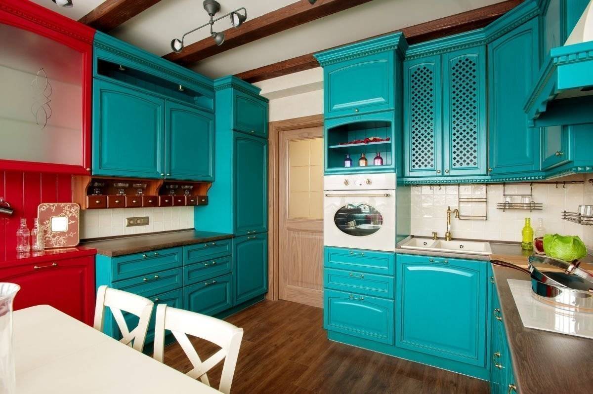 Бирюзовая кухня: дизайн, сочетание цветов, стили и интерьер (40 фото)