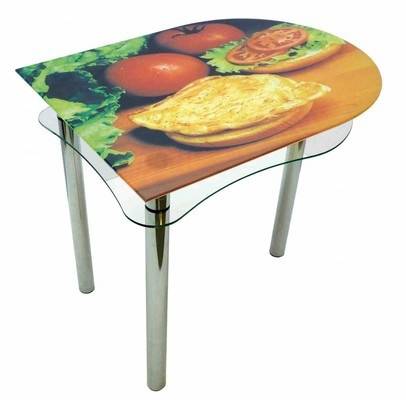 Стеклянные кухонные обеденные столы с рисунком: разновидности, фото, правила выбора
