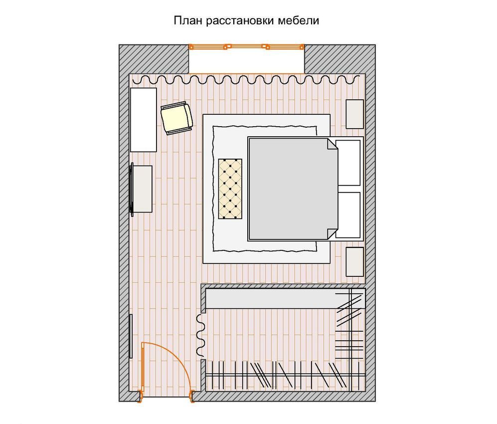 планировка расстановки мебели в комнате