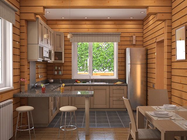 Оформление кухни в деревянном доме: 7 секретов удачного дизайна
