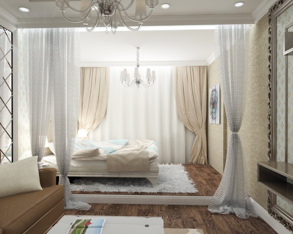 Спальня гостиная 20 кв м прямоугольная планировка дизайн фото
