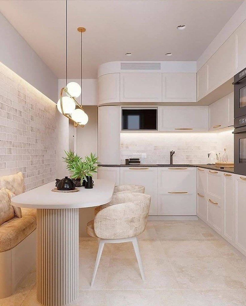 белая кухня 10 кв м дизайн