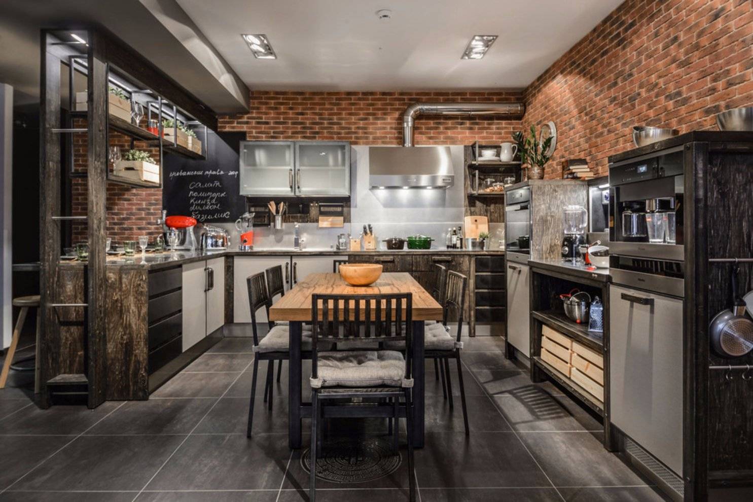 Кухня в стиле лофт: дизайн, ремонт, декор (60 фото)