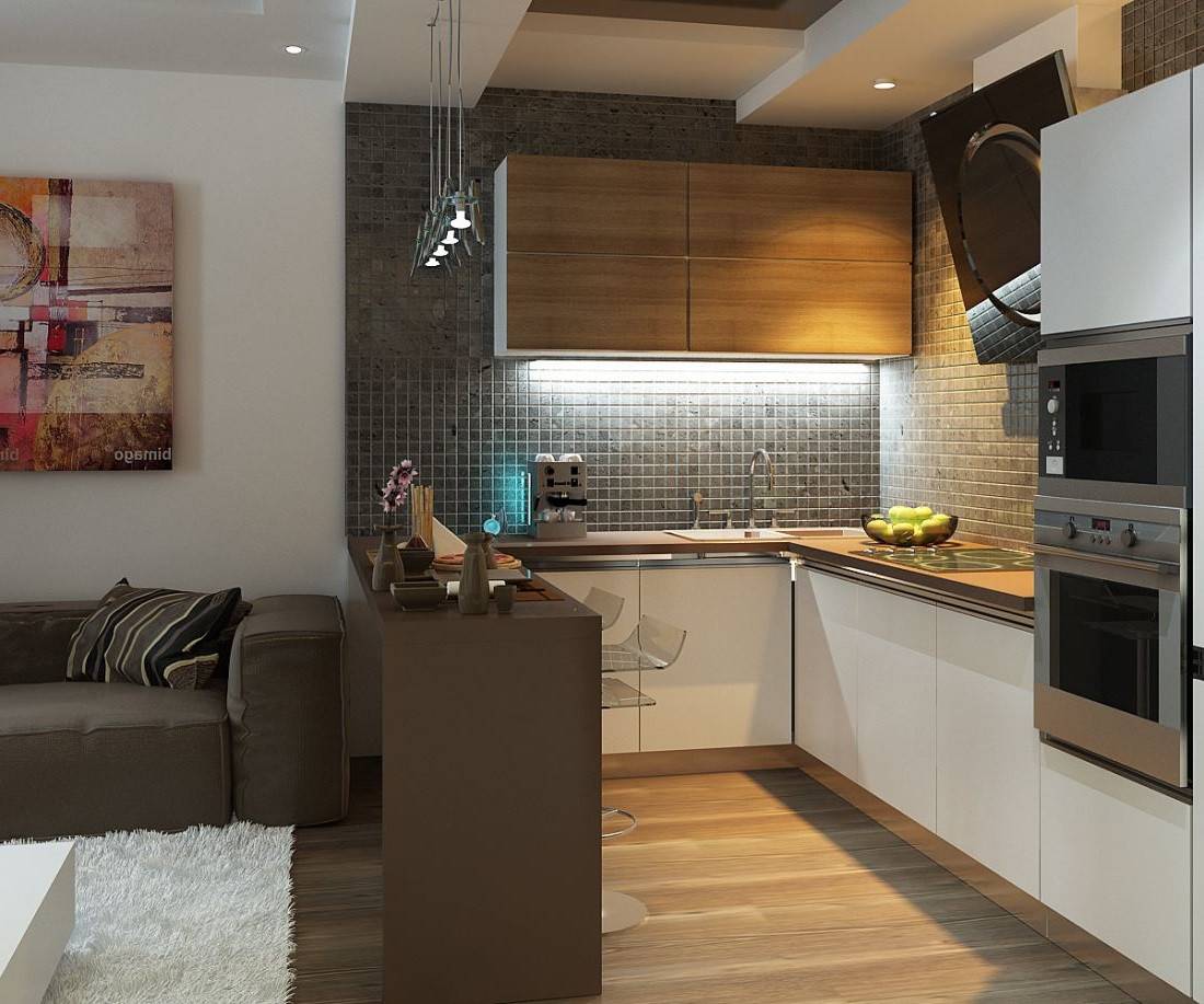 Дизайн кухни гостиной 13 кв м — фото интерьеров