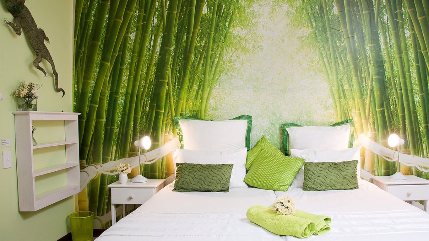 Бело зеленая спальня дизайн фото