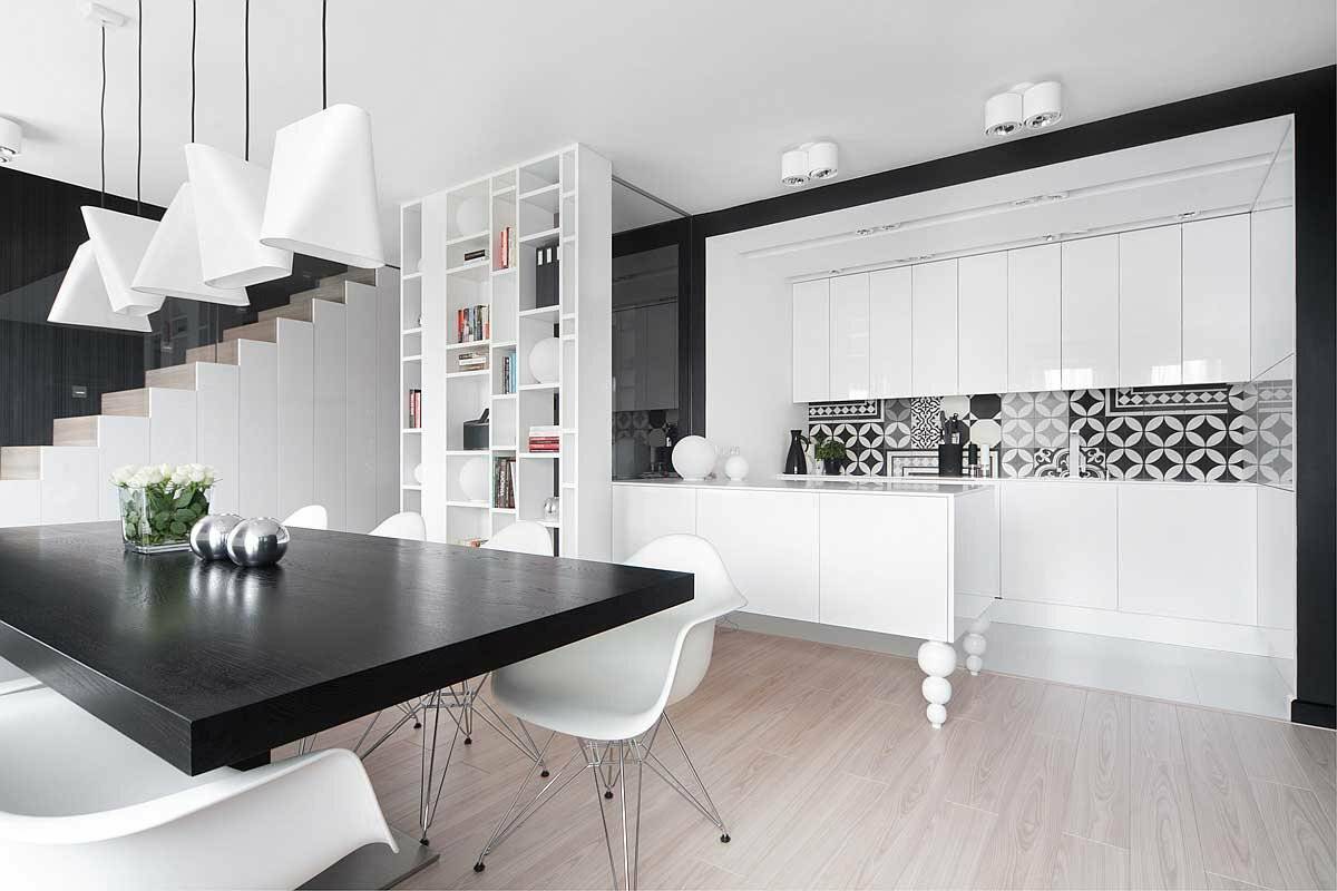 Дизайн черно-белой кухни — 35 фото реальных интерьеров