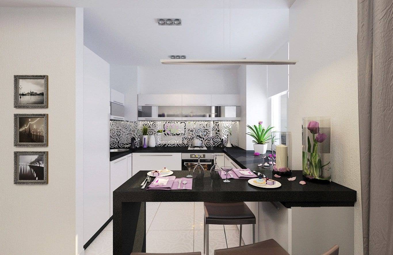 Кухня 14 кв м – фото стильного дизайна с балконом и диваном