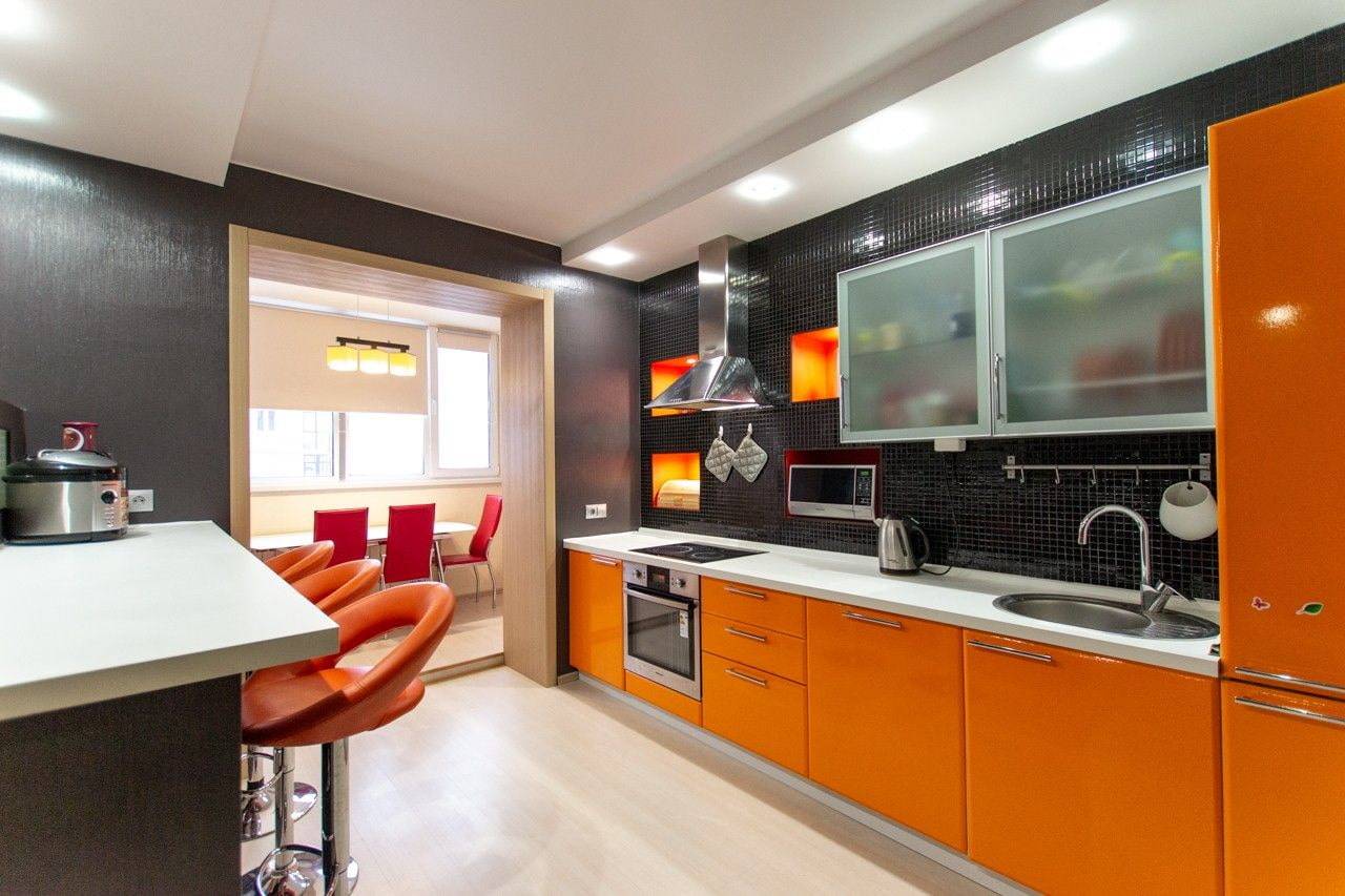 Черно оранжевая кухня реальные фото примеры, варианты оформления - строительный проект