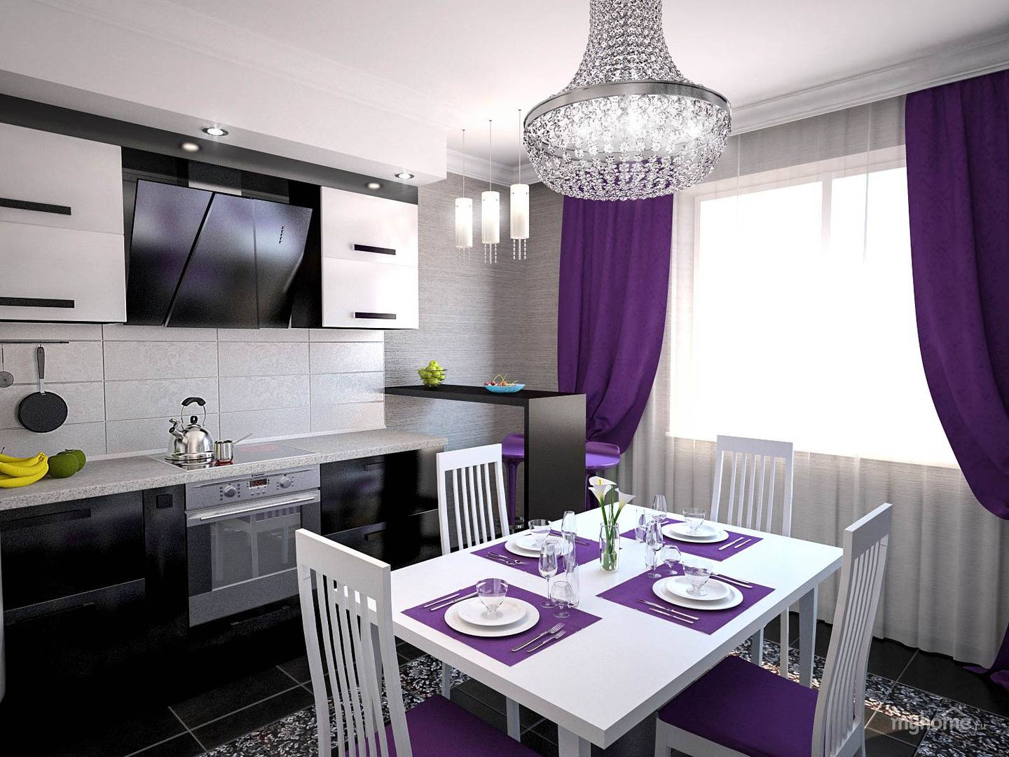 Фиолетовая кухня: завораживающий дух или аура покоя? 170+(фото) для безупречного дизайна интерьера