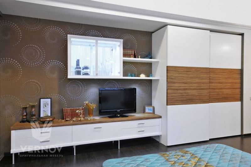 Шкафы в гостиную в современном стиле: особенности оформления, как подобрать мебель, что лучше – шкаф-купе, барный, угловой, горка или сервант, фото интерьеров