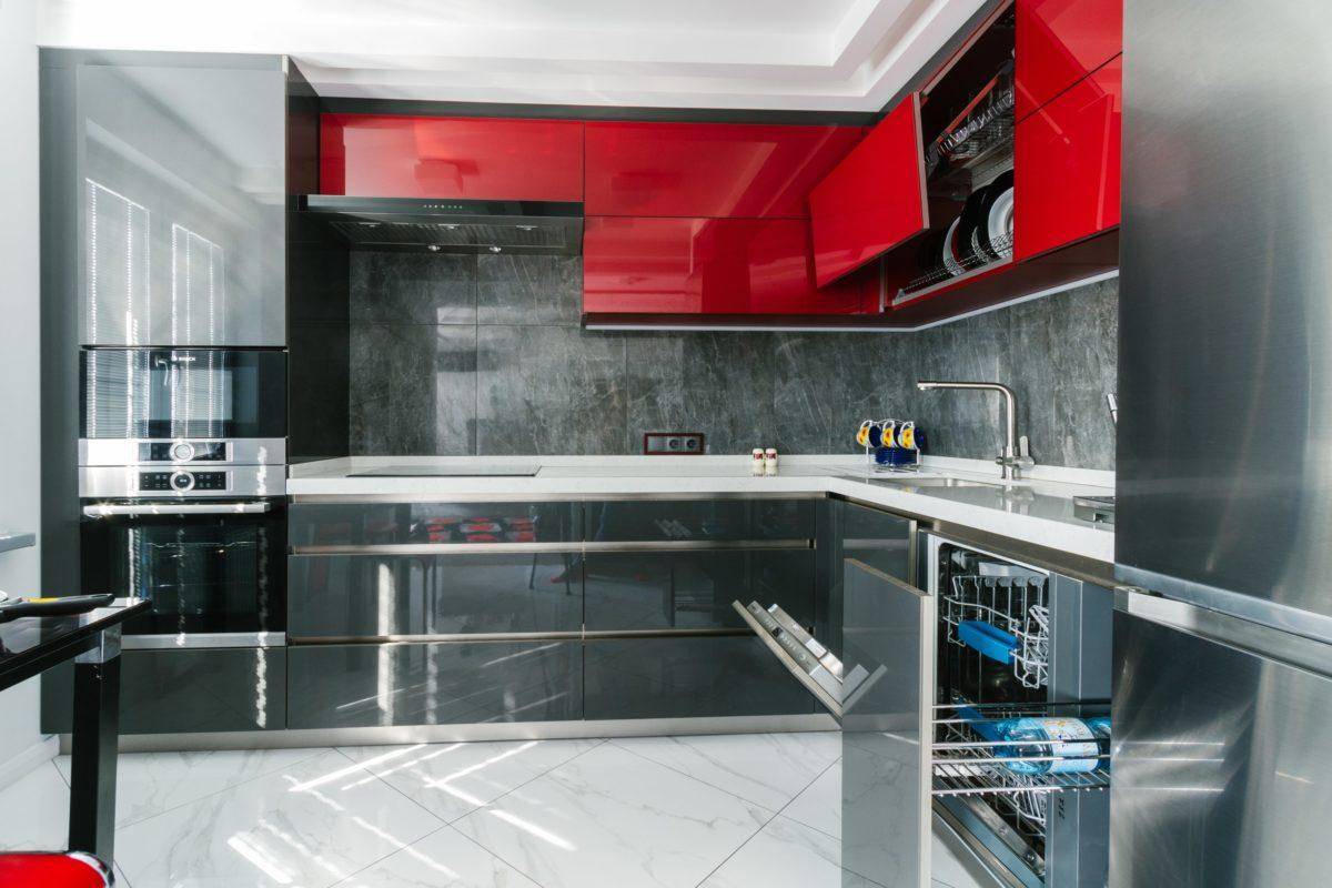 Дизайн черно красная кухня фото дизайн
