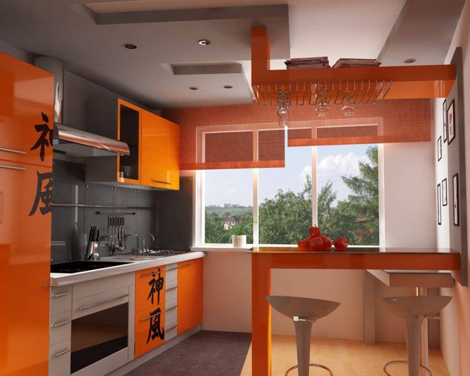Оранжевая кухня 2021. фото интерьеров