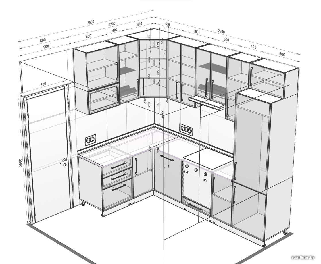 Кухня 8 кв метров: идеи планировки с балконом и холодильником
 - 35 фото