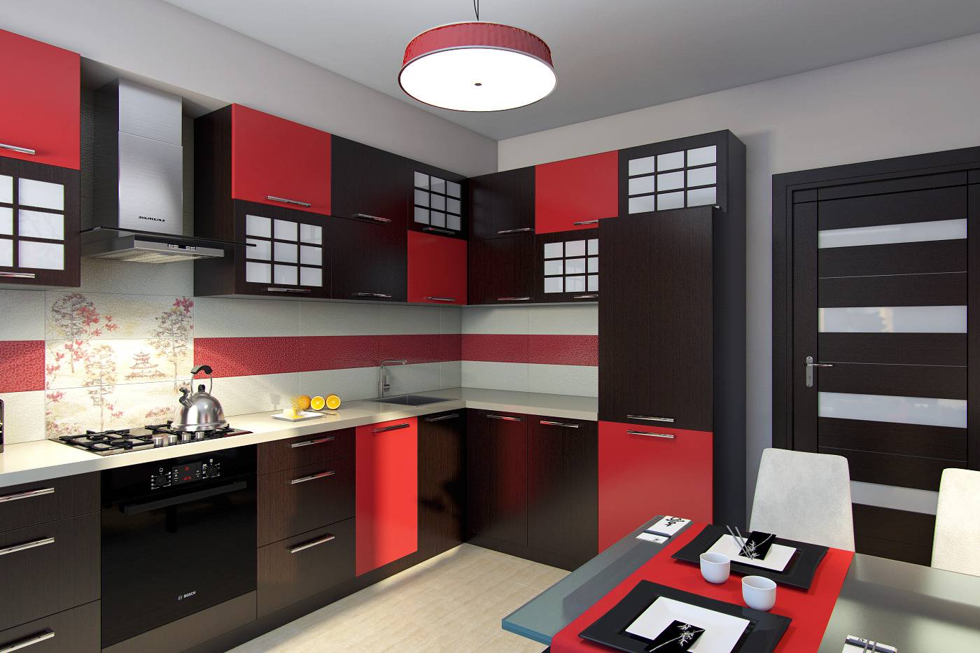 Кухни в красном цвете, с какими цветами сочетается, какой стиль подойдет