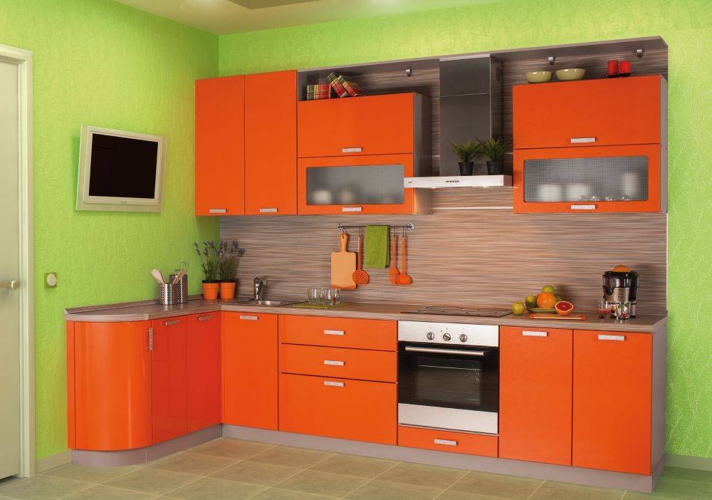 Оранжевая кухня 2021. фото интерьеров