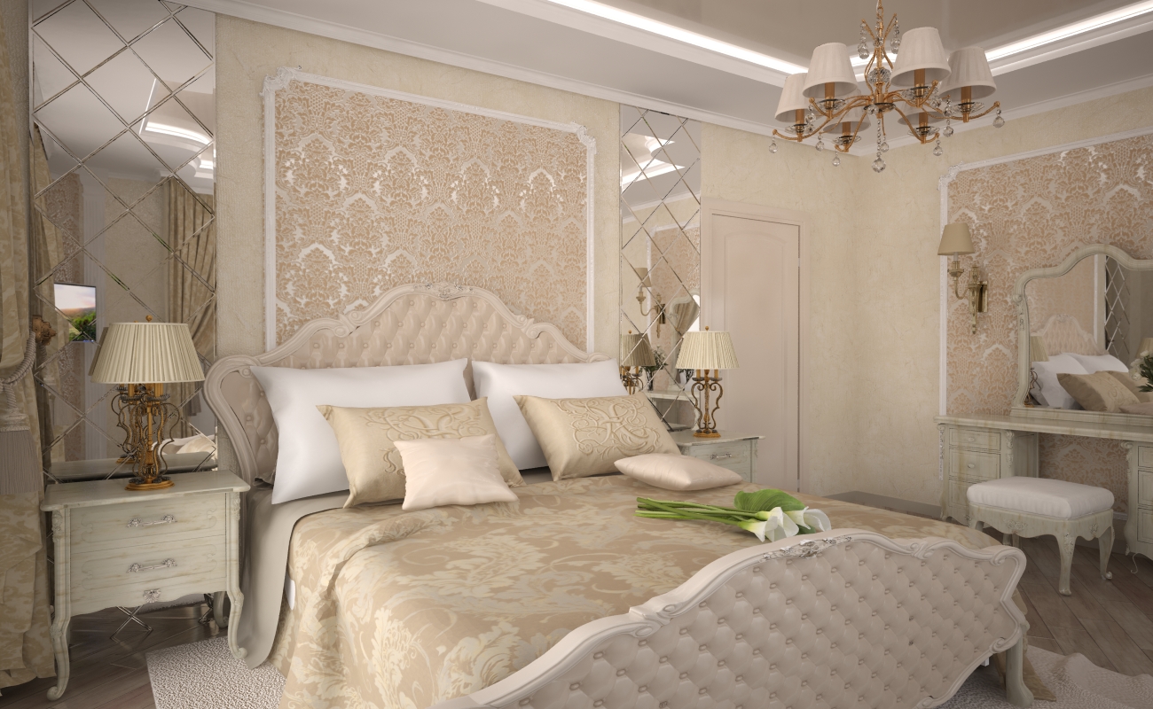 Фото спальни в классическом стиле в светлых тонах фото