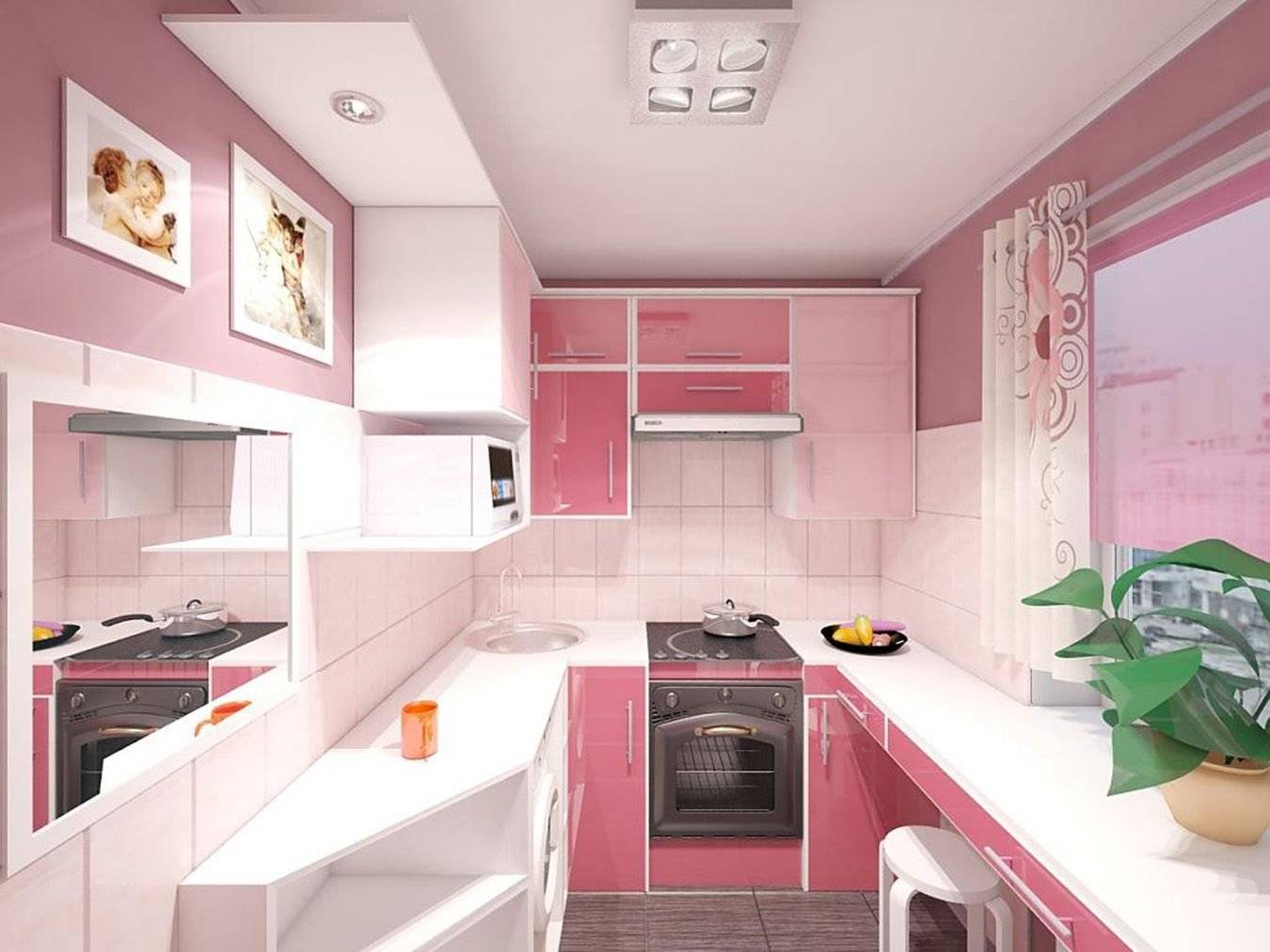 Розовая кухня: сочетание розового цвета с другими оттенками (фото)