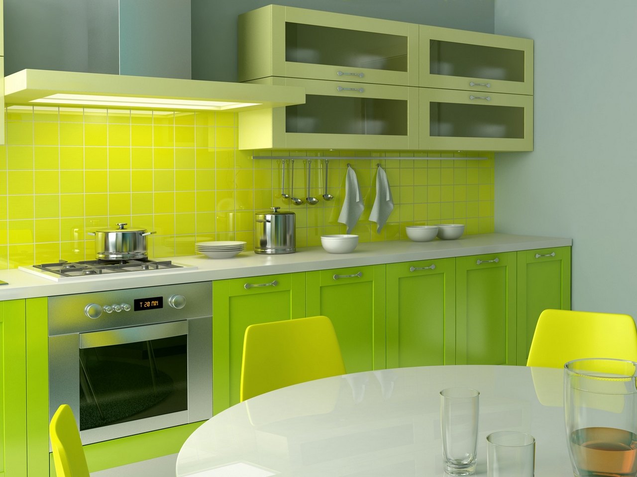 Дизайн кухни в зеленом тоне