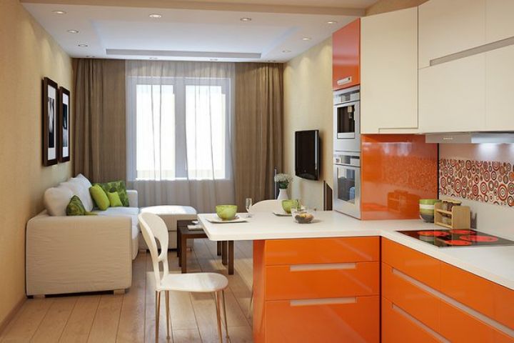 Дизайн кухни 14 кв м - интерьер с диваном и без, с балконом и без