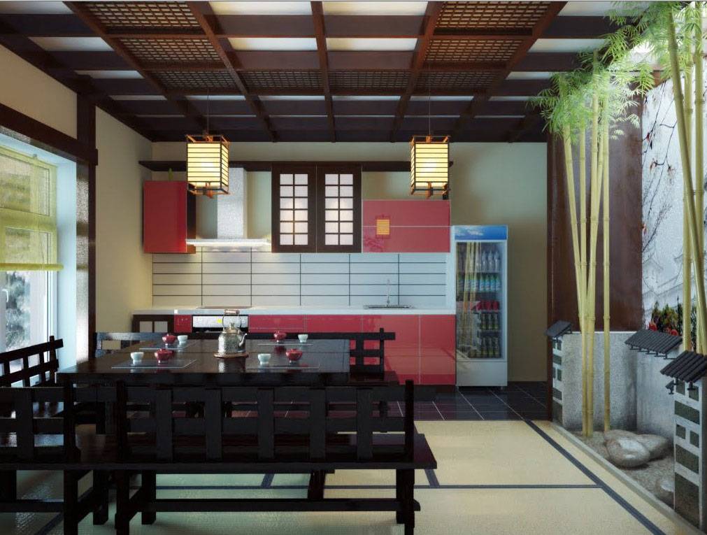 Дизайн современной кухни из японии - минимализм и современные 
 материалы