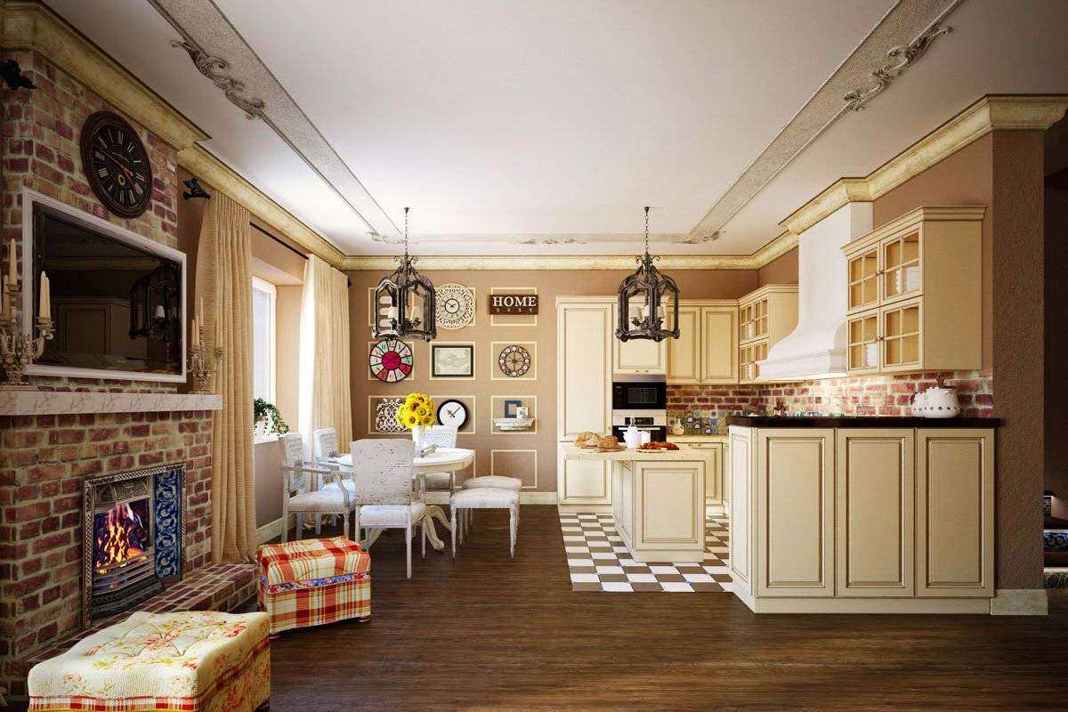 Кухня-гостиная в стиле прованс: 25 фото интерьеров, правила оформления, удачные примеры