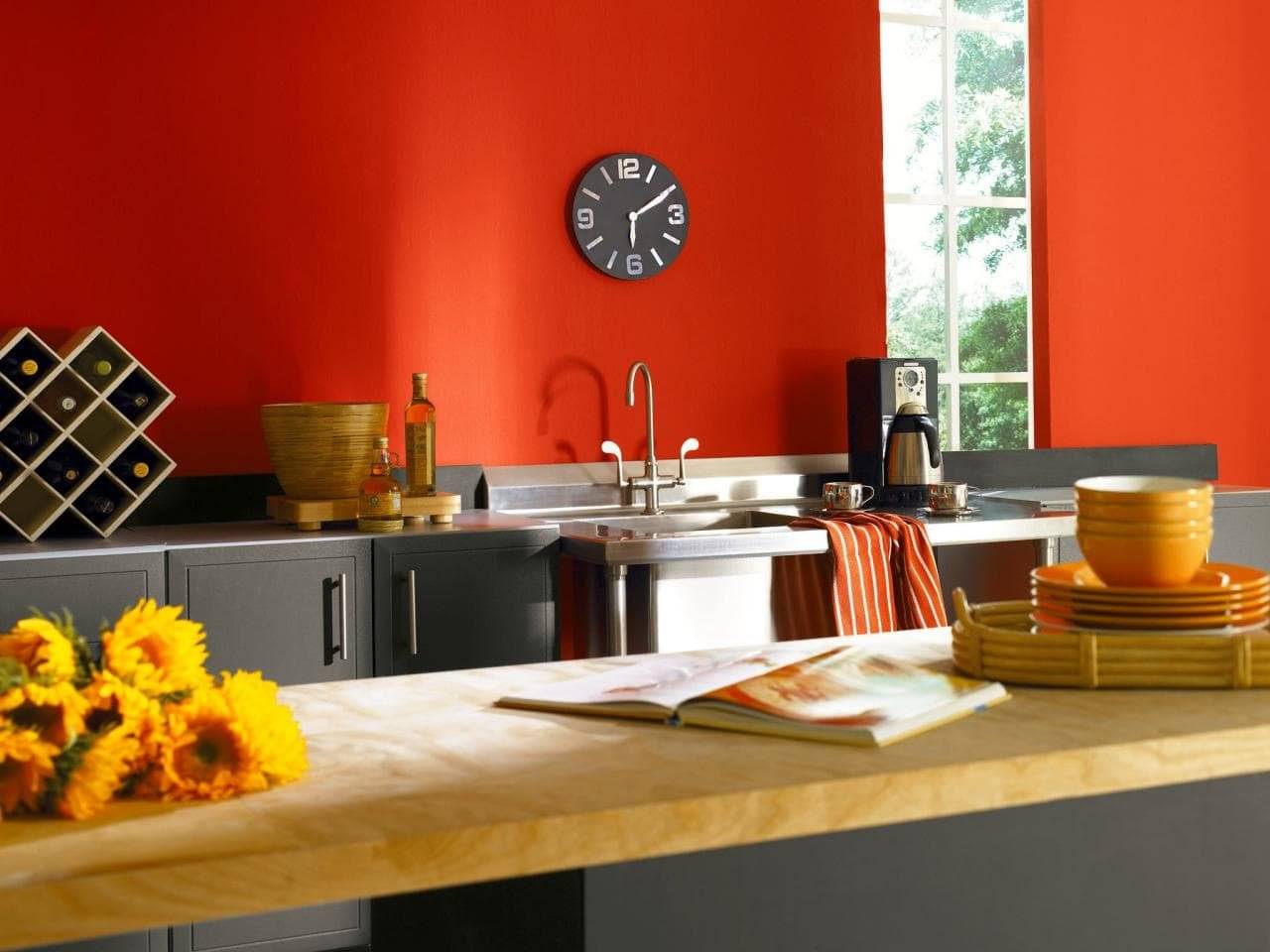 Дизайн кухни оранжевого цвета — апельсиновый стильный интерьер