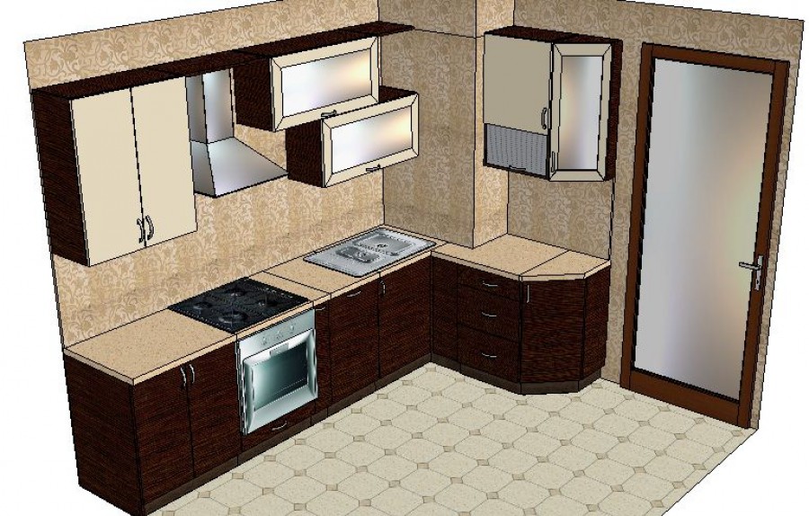 Модульная угловая кухня на 10,5 кв с вентканалом за 30 тысяч рублей