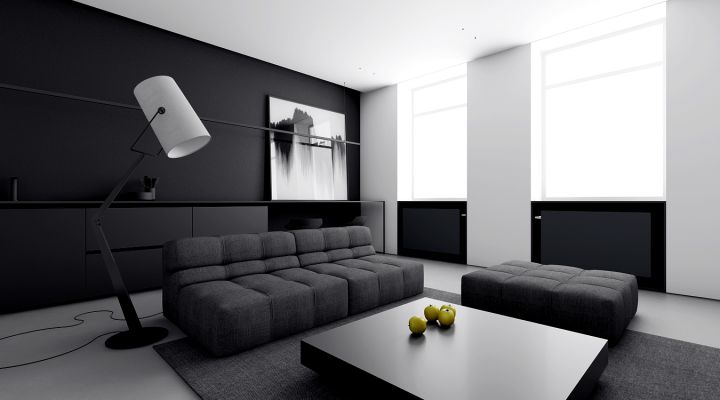 Стильно и всегда современно: оформляем интерьер гостиной в чёрно-белых тонах