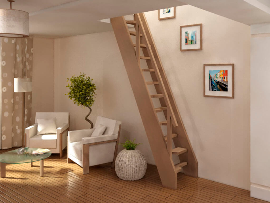 Компактная лестница на второй этаж для маленького дома: 4 вида