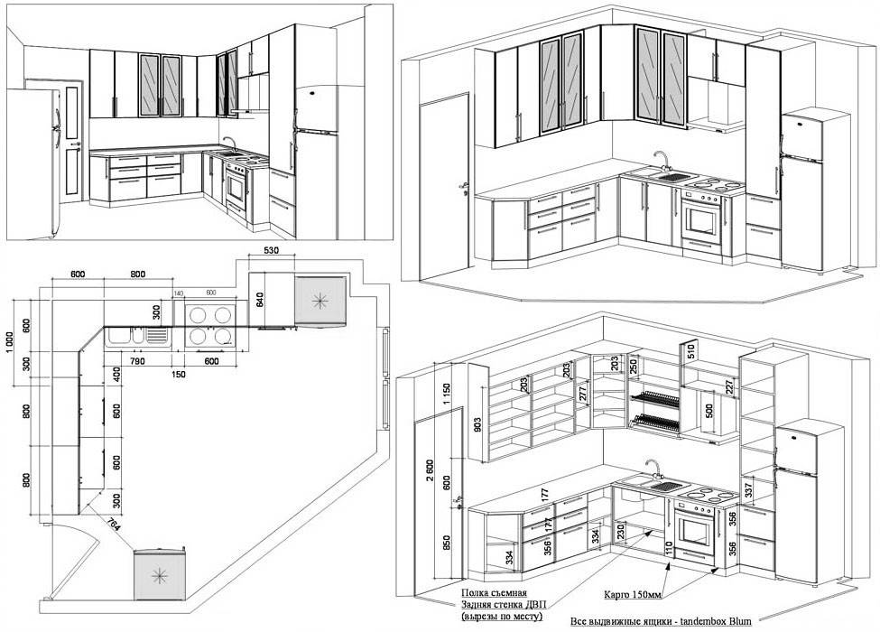 Готовые кухни с чертежами распилов. проектирование кухонной мебели своими руками - чертежи и базовые размеры шкафов
