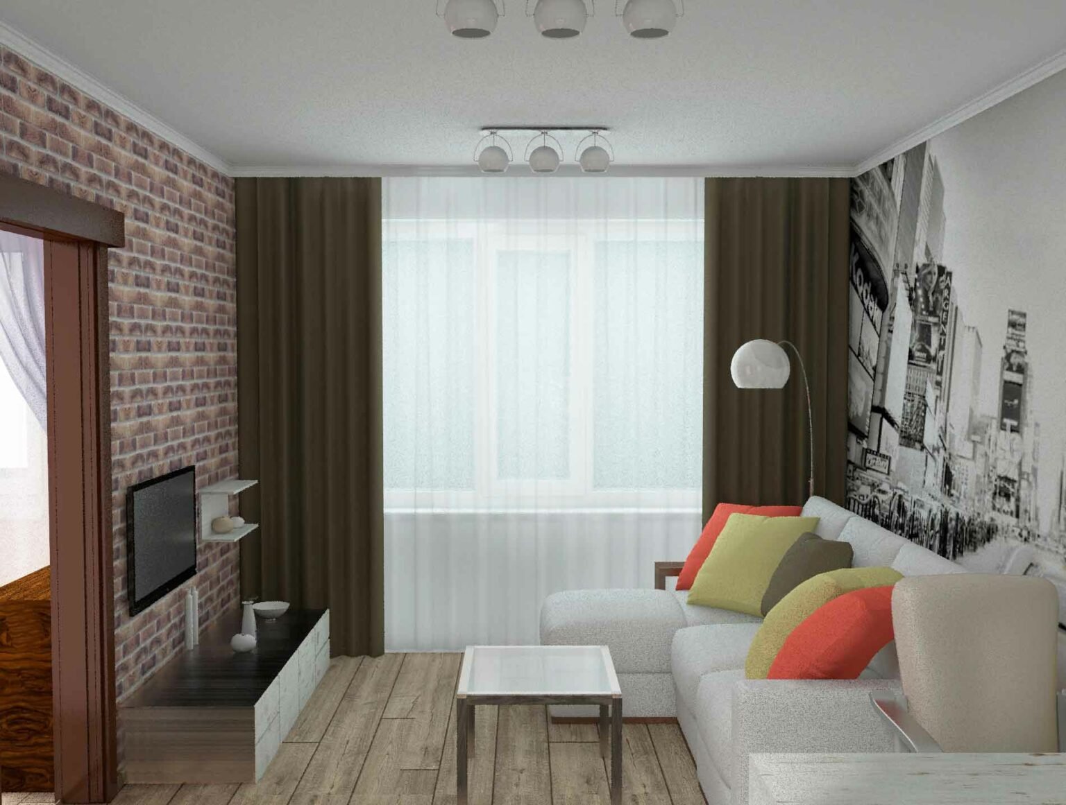 Дизайн интерьера гостиной в хрущёвке, идеи, в том числе вариант оформления зала с балконом 2 х комнатной квартиры + фото