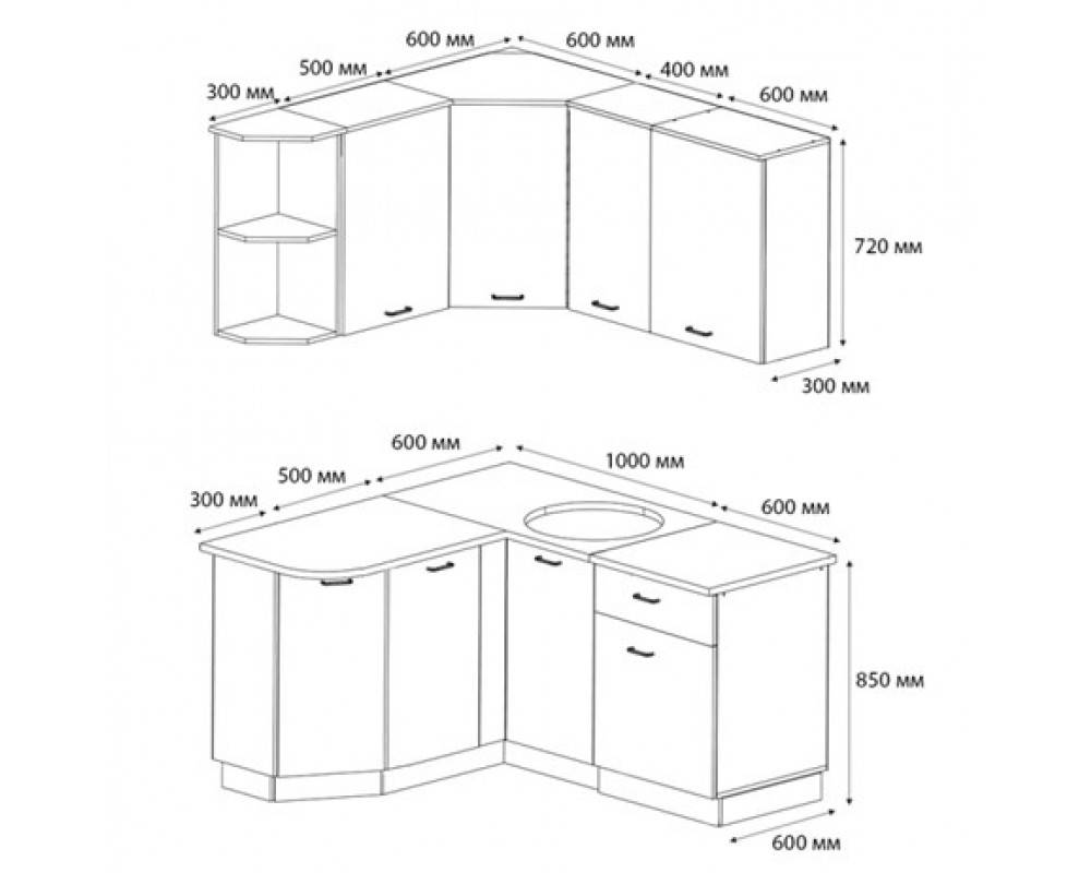 Стандартные размеры кухонных шкафов: высота, ширина и глубина гарнитура