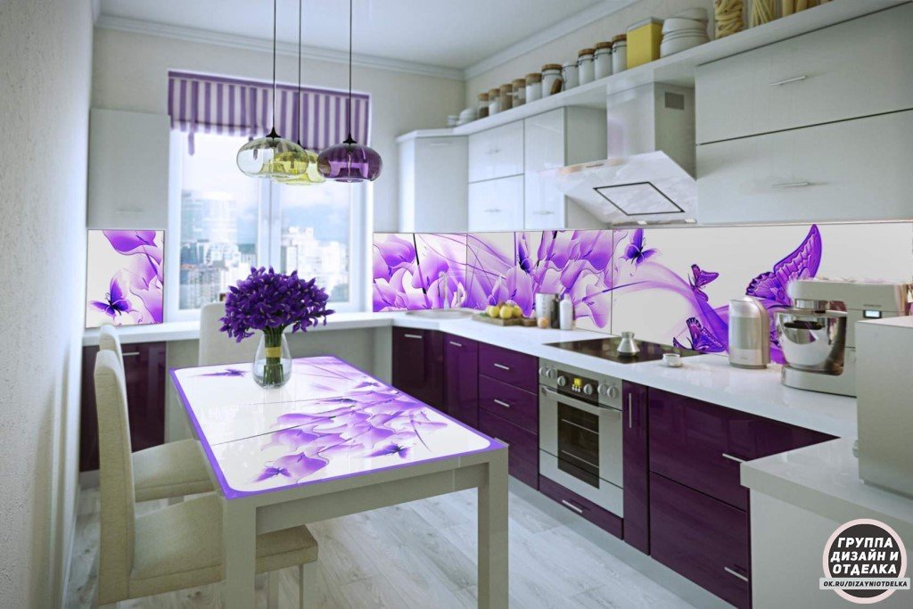 Сиреневая кухня: 50 фото идей дизайна кухонного помещения и гарнитура