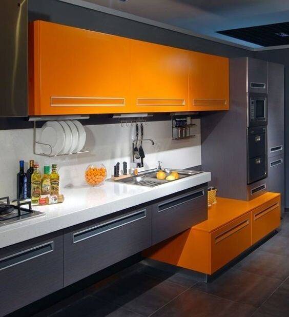 Дизайн оранжевой кухни: правила сочетания оттенков в интерьере и выбор цвета