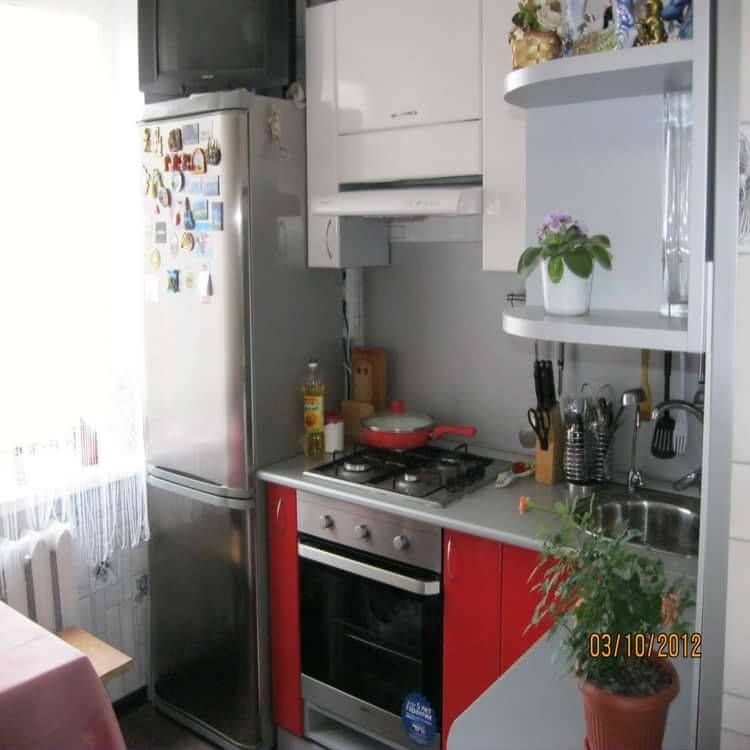 15 удачных планировок кухни 6 кв м с холодильником и плитой