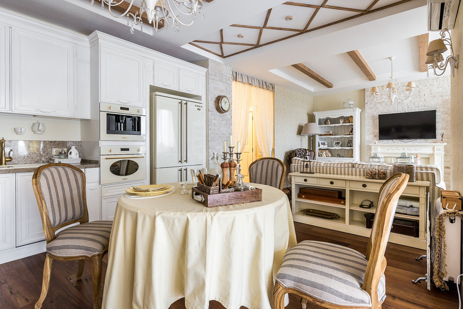 Кухня-гостиная в стиле прованс - дизайн интерьера и фото