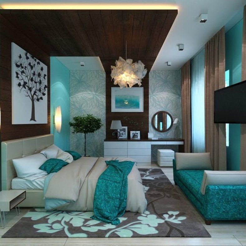 Бирюзовый цвет в интерьере комнат: варианты на любой вкус