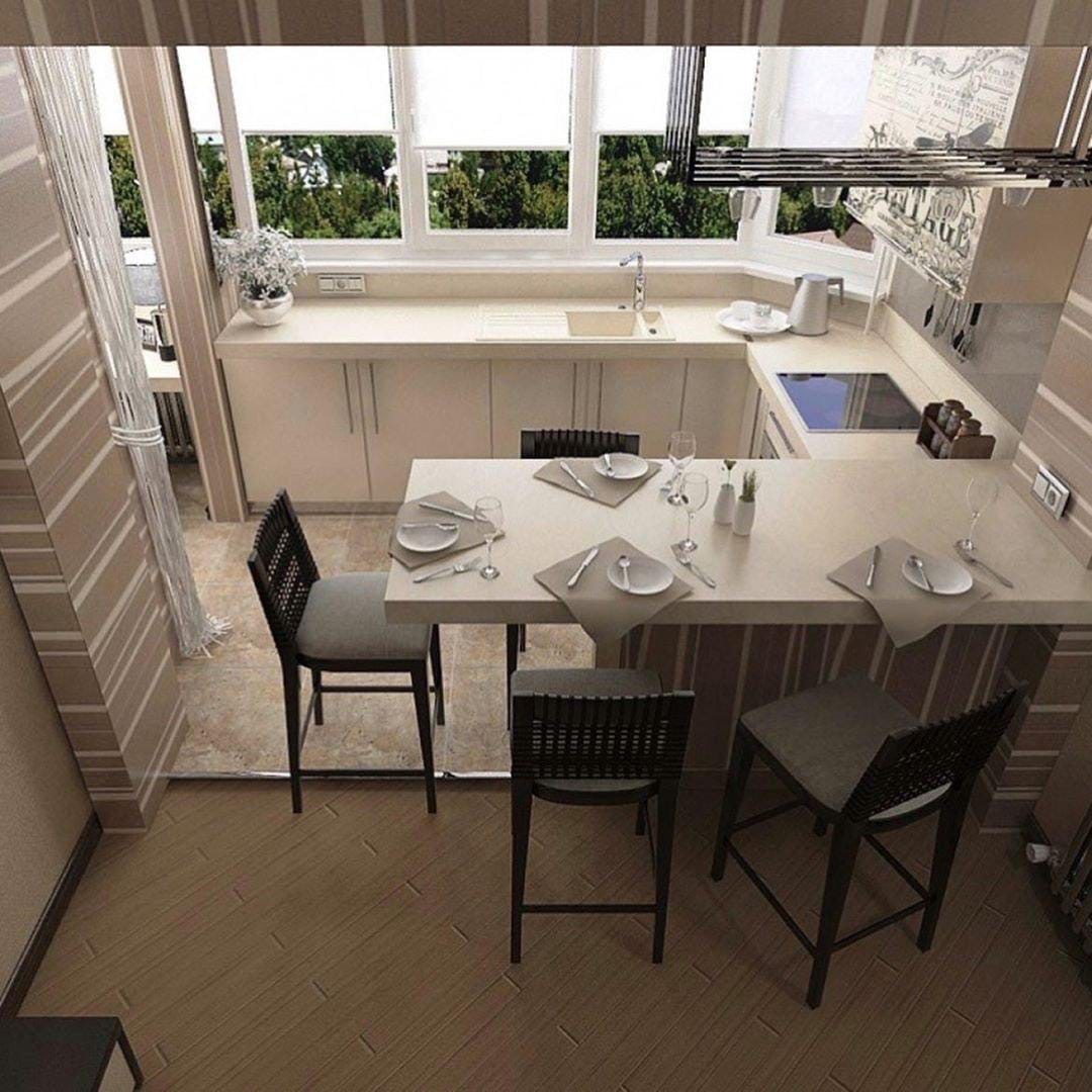 Дизайн балкона совмещенного с кухней фото
